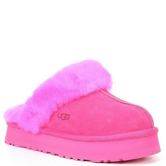 UGG Shoes - UGG  Disquette Suede Fur Flatform Slides